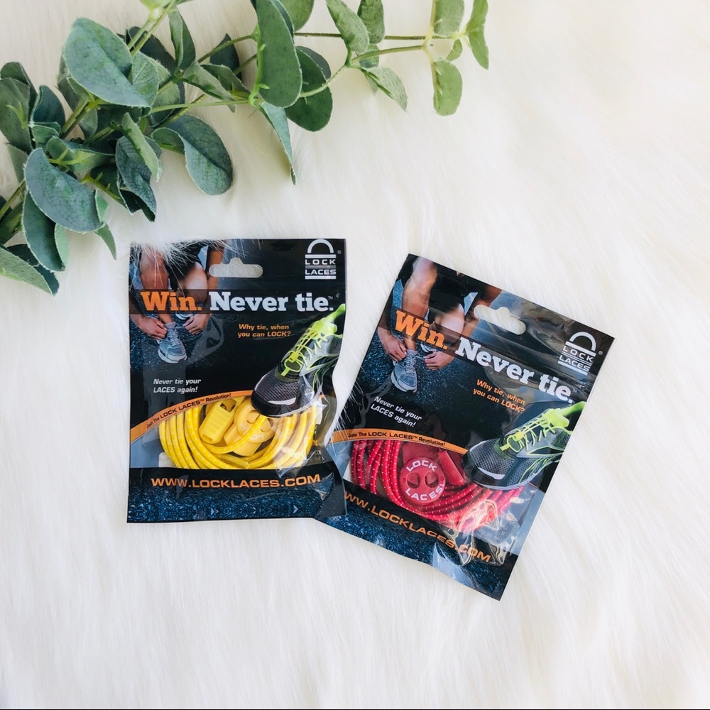 New 2 pack Red & Yellow Running Lock Laces - no tie shoelaces from Lock Laces